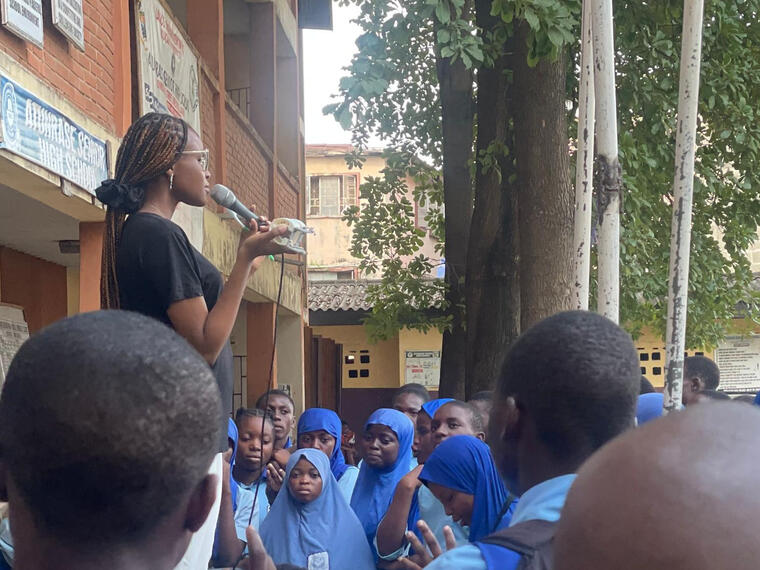 At a secondary school awareness program to commemorate World Oral health Day